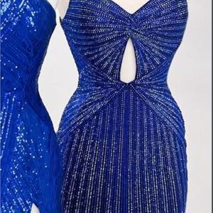 Sparkling Blue Cutout Dress